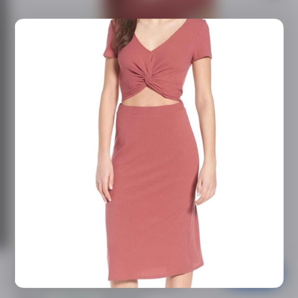 BP twist front midi dress in mauve - Size M
